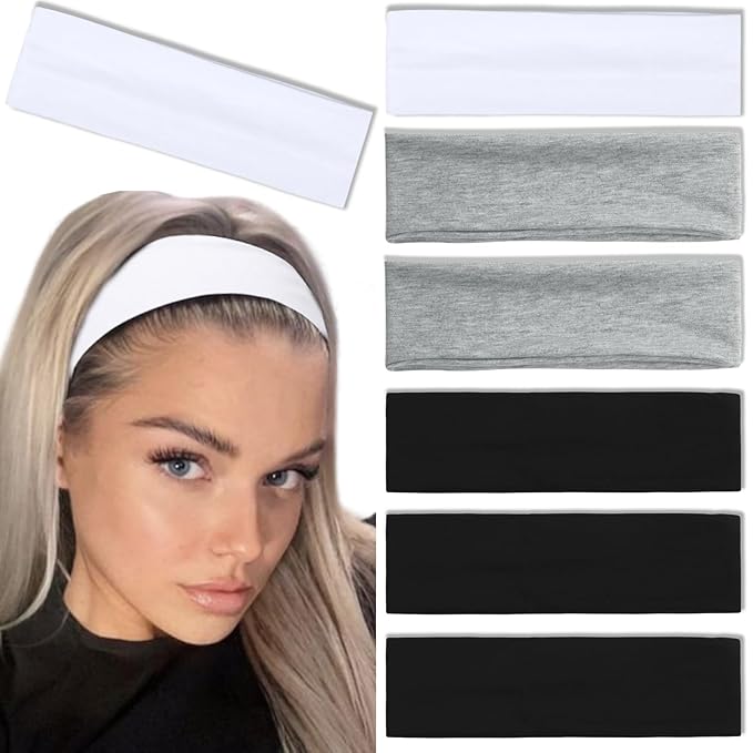 Tobeffect Headbands for Women Non Slip Trendy Womens Headbands 7PCS Elastic Hair Bands for Women's Hair Black Gray White Headbnd