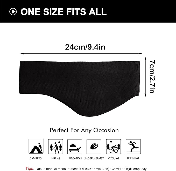 WTACTFUL Winter Double-Layer Fleece Ear Warmers Muffs Headband Ear Covers for Men Women Ski Running Cycling Hiking