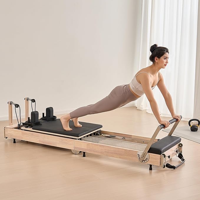 VEVOR Pilates Reformer Machine, Pilates Workout Equipment for Home Gym Studio Use, Pilates Bed with Dual Resistance- Spring & Cord, Reformer Set, Up to 400 LBS