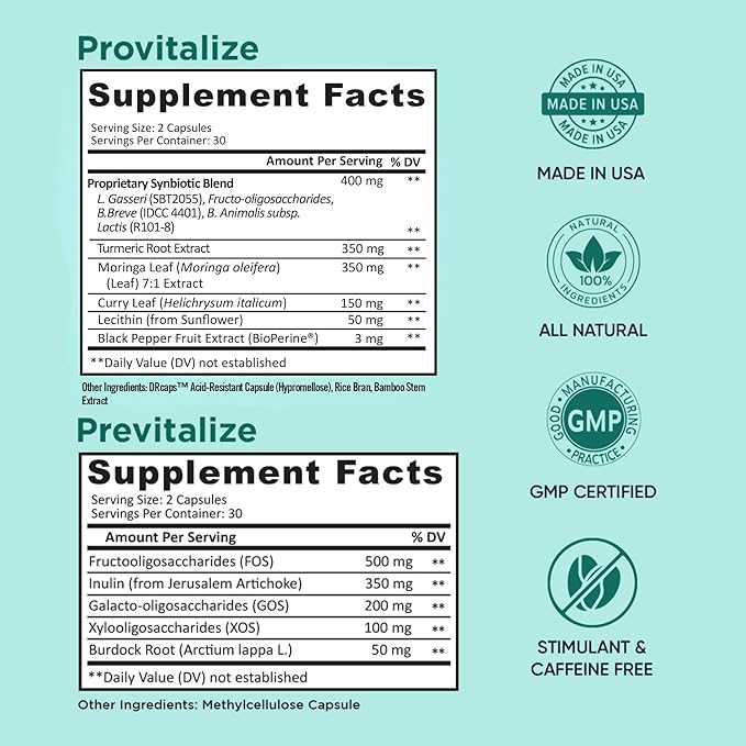 BB Company Slim Gut Bundle | Menopause Prebiotics and Probiotics for Women | Gut Vitamins for Digestive Health | Supports Joint Health & Sexy Midsection | Provitalize & Previtalize | 30 Day Supply