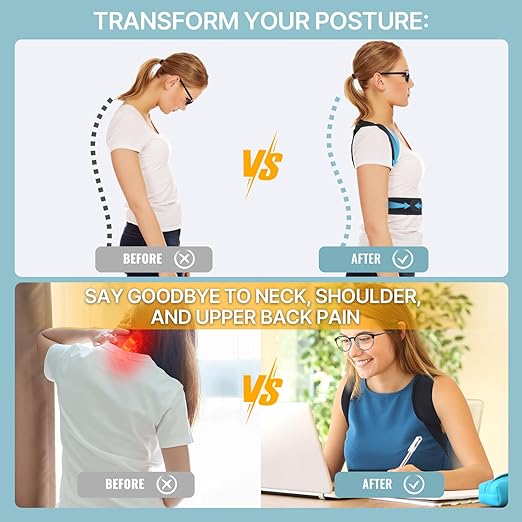 Fit Geno Posture Corrector for Petite Women, Men, and Teens: Adjustable Upper Back Brace - Improve Posture Correct Hunchback Slouching Invisible Under Clothes (Small)