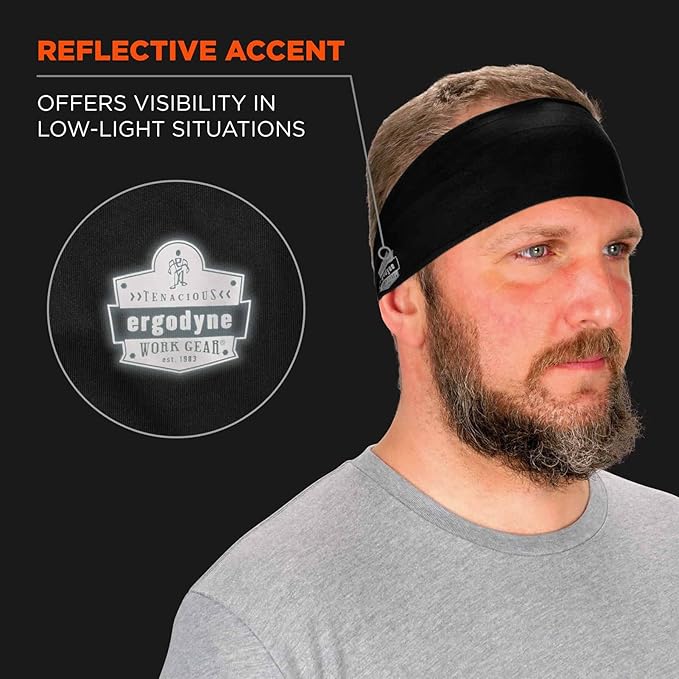Ergodyne Chill-Its 6634 Cooling Headband, Sports Headbands for Men and Women, Moisture Wicking