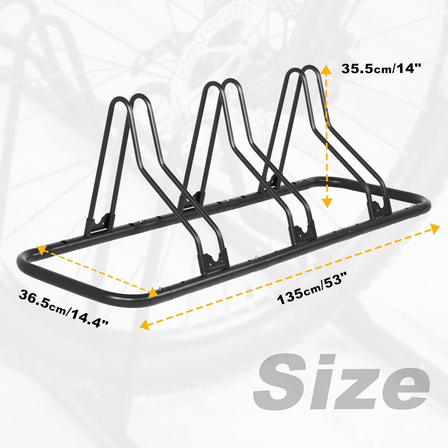 CyclingDeal Bike Rack Floor Parking Bike Stand for up to 6 Bicycles | Indoor, Home & Garage Storage Rack | Stable & Secure Bicycle Stand w/Tire Grooves Up to 29", Holding Plates & Custom Spacing