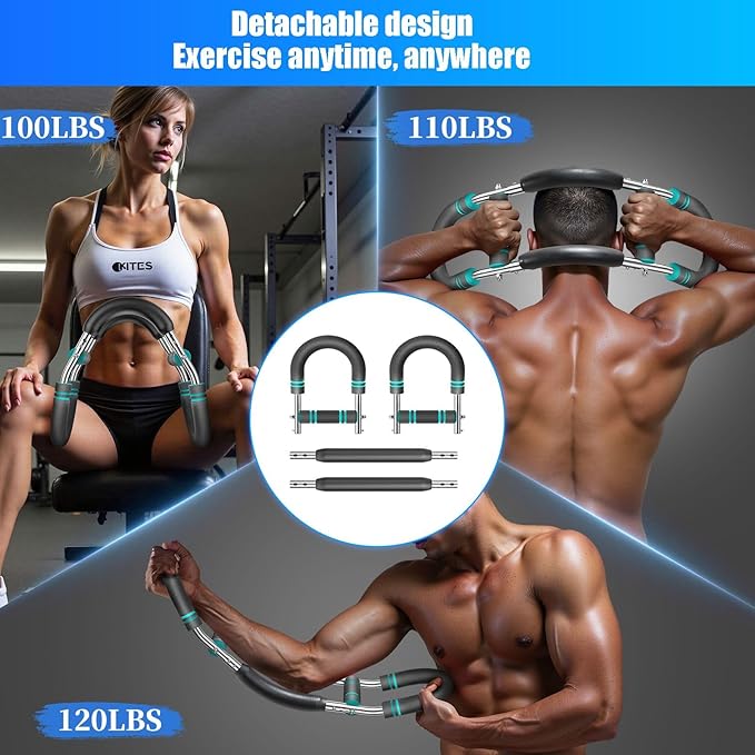 Twister arm Trainer, Adjustable Resistance Chest Workout Equipment,Forearm Power Exercise bar , pectoralis spinalis Device, Portable Detachable Design