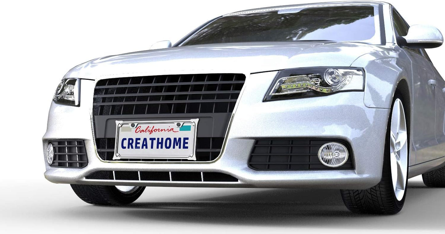 Creathome 3D Chrome License Plate Frames, Pure Zinc Alloy Metal with Horn Shape Pattern