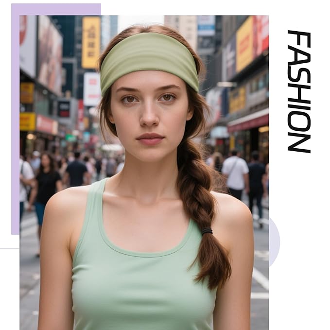 XTREND 6 Pcs Wide Headbands for Women Fashion Headband Stretch Headband Boho Head Bands Hair Band Turban Workout Sport Hairband Accessories (Black, White, Beige, Light Pink, Light Blue, Light Green)