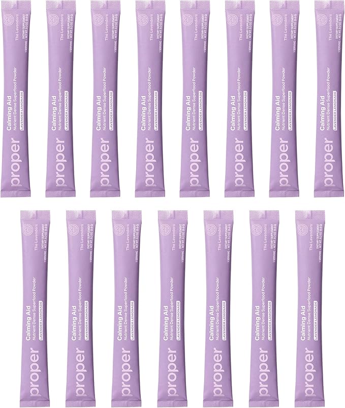 Proper, The Lavenders Calming Aid. Sleep and Relaxation Drink Mix. GABA L-Theanine Supplement with Magnesium, Lavender, Lemon Balm, and Ashwagandha. Natural Calm Stress Support Supplements