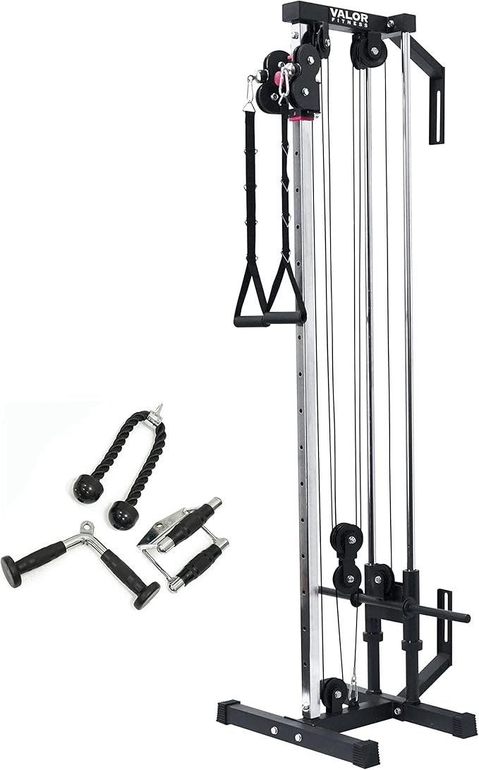 Valor Fitness BD-62 Wall Mounted Cable Machine with Adjustable Dual Pulley System Functional Home Gym Workout Equipment