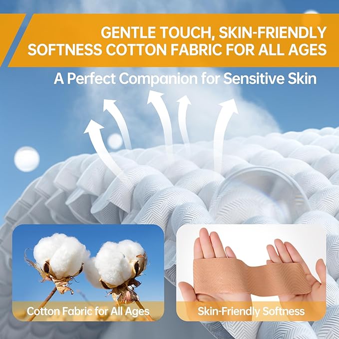 Dimora Kinesiology Tape, 40 Count Precut Strips 2 Rolls, Original Cotton, 10” Elastic Athletic Tape for Muscle Pain Relief and Joint Support, Beige