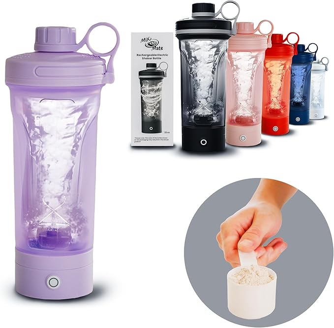 Electric Shaker Bottle, Portable Blender Protein Shaker, USB Rechargeable MixMate Blender For Protein Shakes Pre Workout Greens Coffee Pancake Mix Cocktail Cocktails (Lavender)