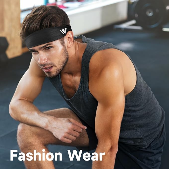 Vgogfly Sweat Headbands for Men, 8X More Effective Hyper-Absorbent Running Sweat Bands, One Size Fits All, Workout Sports Hairband for Gym, Ideal for All Sports, Outdoor Activities, and Hot Climates