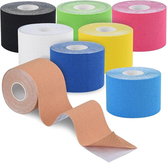 Kinesiology Tape 8 Rolls, Original Cotton Elastic Premium Athletic Tape,16.4 ft Uncut Tape,Hypoallergenic and Waterproof for Muscle Pain Relief and Joint Support