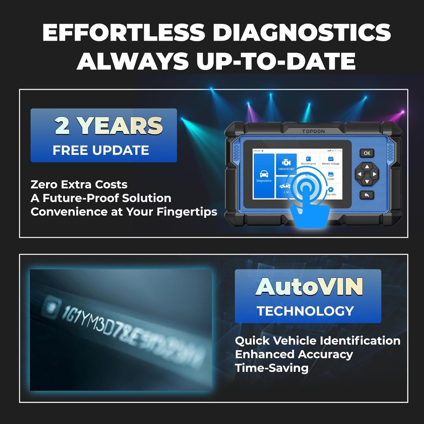 TOPDON ArtiDiag600 Pro, OBD2 Scanner Diagnostic Tool for All Systems, Code Reader Scan Tool with 9 Essential Maintenance Functions, Car Scanner with Andriod OS, Upgraded Version of AD600S/AD500