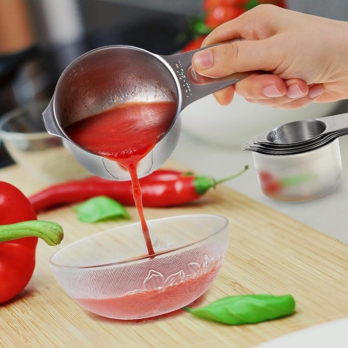 Measuring Cups Stainless Steel 7 Piece Stackable Set for Dry or Liquid Ingredients Measurement - Kitchen Gadgets & Utensils Metal Measuring Cups Best for Cooking & Baking