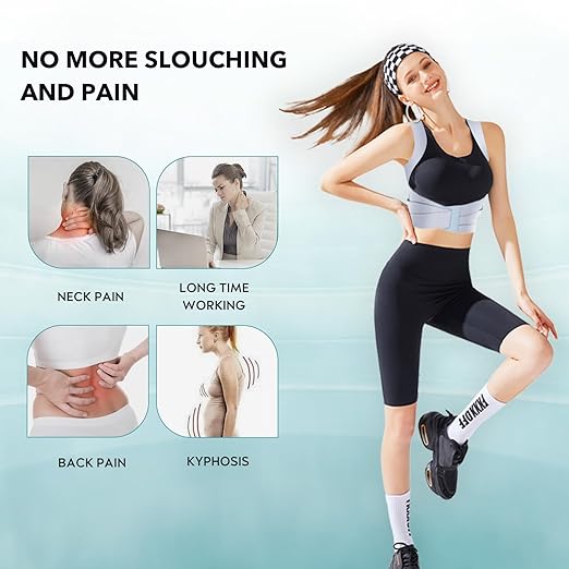 Posture Corrector for Women, Back Brace for Upper Back Support, Invisable Back Straightener for Hunchback and Providing Pain Relief from Neck, Back and Shoulder (Gray)(Medium 29-35 Inch)