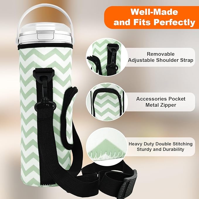 Storage Bag for Ninja Portable Blender Dust Cover Sleeve with Adjustable Shoulder for Ninja BC151NV/BC51NV/BC151BK/BC151CR/BC151EM/ BC151PR/BC151WH/BC155PS Blast Portable Blender(White Green)