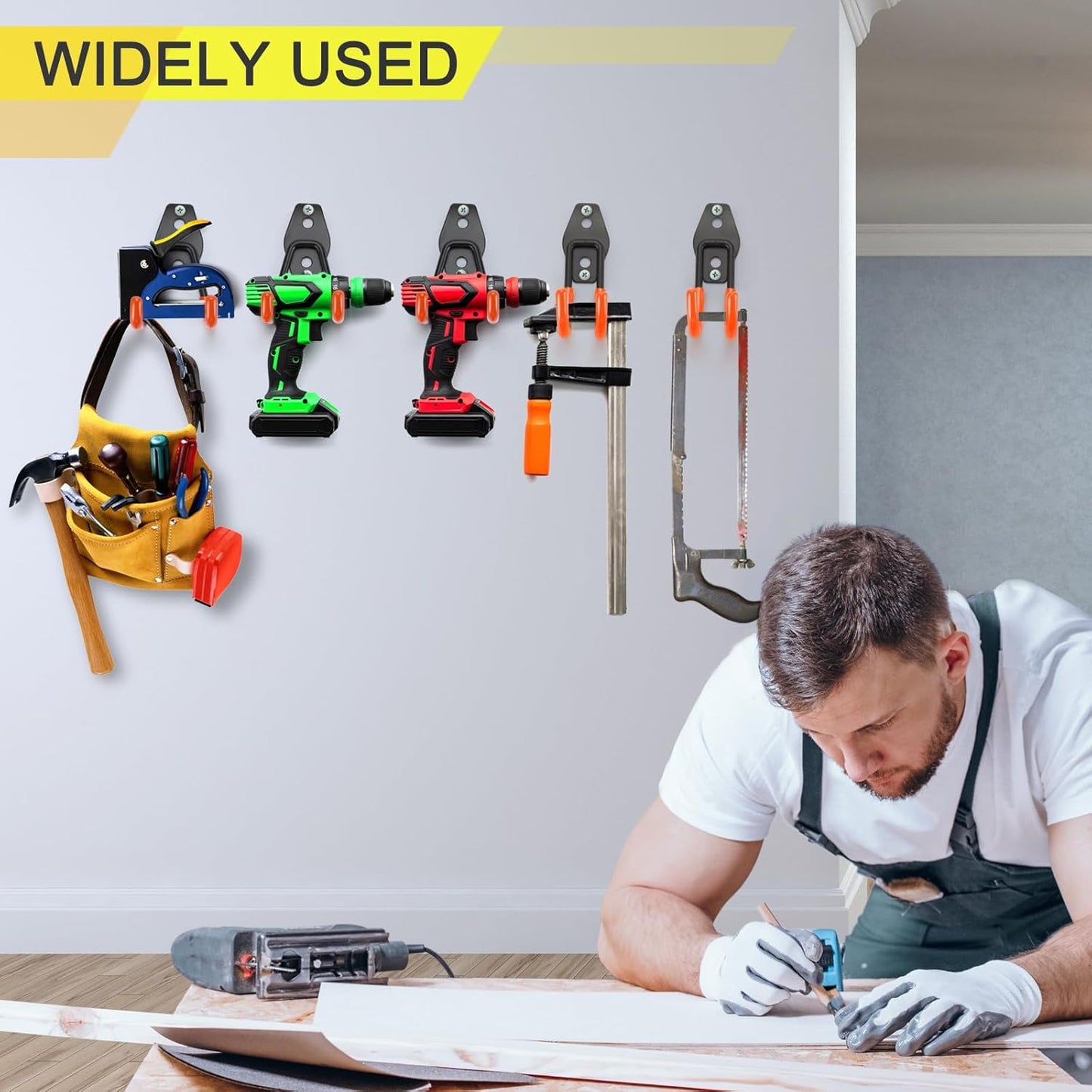 6 Pack Garage Hooks Heavy Duty Storage Organizer Wall Mount Power and Garden Tool Hangers, for Hanging Ladders, Ropes, Hose, Bulk Items