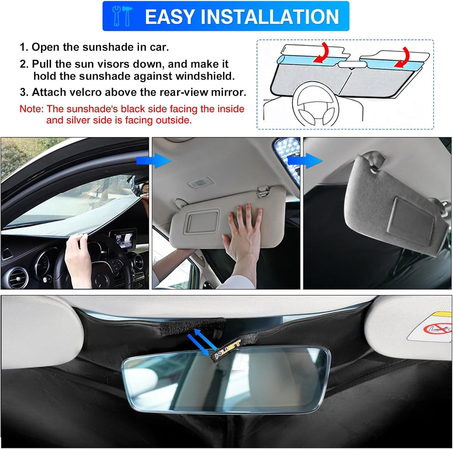 KUST Windshield Sun Shade for 2020-2024 2025 Hyundai Venue Accessories Custom Fit Sunshade Sun Visor Protector Foldable Blocks UV Rays Keep Your Car Cooler