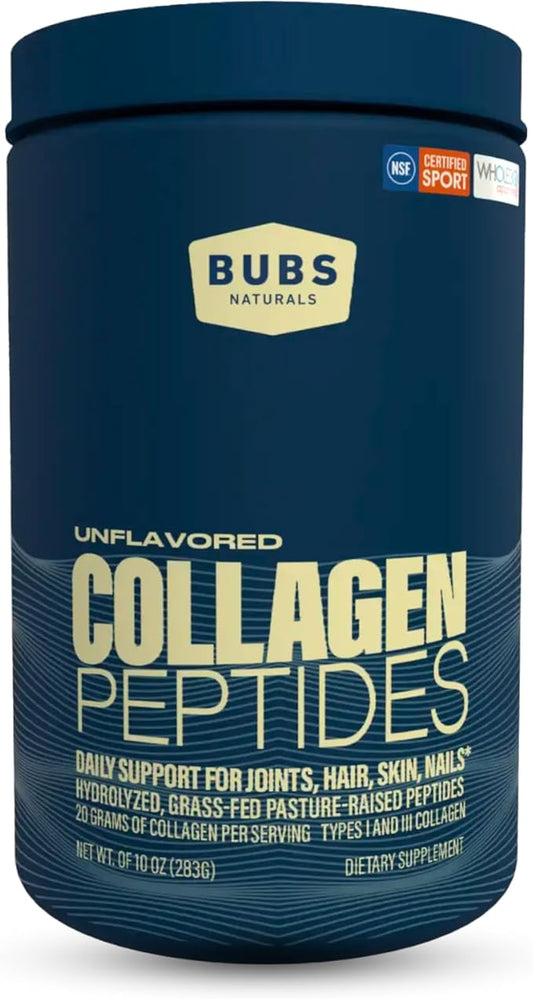 BUBS Naturals Unflavored Collagen Peptides Powder, Best Proteins for Joints & Skin, Pasture Raised Grass Fed, Paleo and Keto Friendly, Whole30 Approved, Non-GMO Dairy & Gluten Free, 10oz, 14 Servings