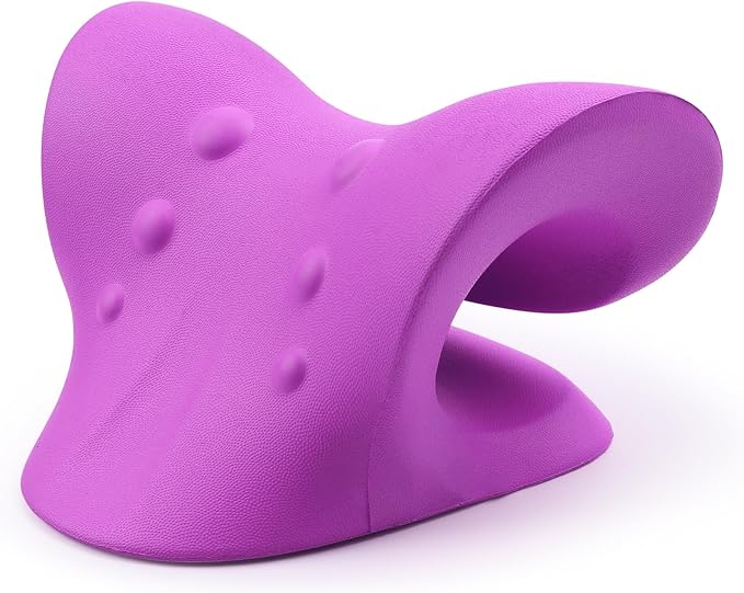RESTCLOUD Neck and Shoulder Relaxer, Cervical Traction Device for TMJ Pain Relief and Cervical Spine Alignment, Chiropractic Pillow, Neck Stretcher (Purple)