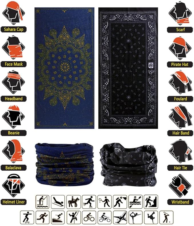 Headband Neck Gaiter Head Wrap Headwear Face Mask Magic Scarf Bandana for Men and Women