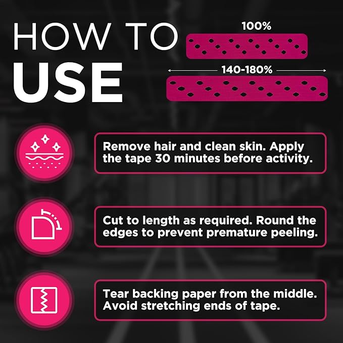 OK TAPE Perforated Kinesiology Tape for Sensitive Skin, More Breathable, Elastic Athletic Tape for Pain Relief & Muscle Support, Uncut 2 Rolls - 2in x 16.4ft (Pink)
