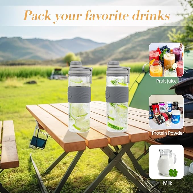 Shaker Bottle for Protein Mixes - Super Creamy Fitness Shakes, Durable, Leak-Proof Cups (Gray, 650ml/23oz)