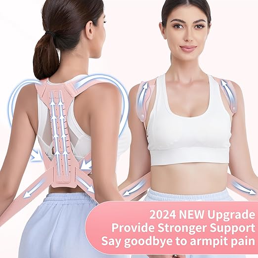 FORTEMOTUS Posture Corrector for Women - Back Straightener with Armpit Pads, Adjustable Posture Corrector, Upper & Lower Back Pain Relief, Targets Scoliosis, Hunchback, Hump, Thoracic, Spine,XL Size,Pink