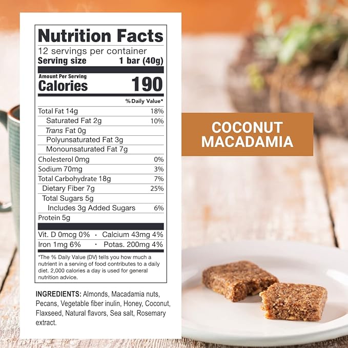 Prolon Fast Bars | Keto, Gluten Free, Dairy Free, Plant Based Protein, Intermittent Fasting Bars | Developed to Not Break Your Fast | Coconut Macadamia Nut, 24 Ct