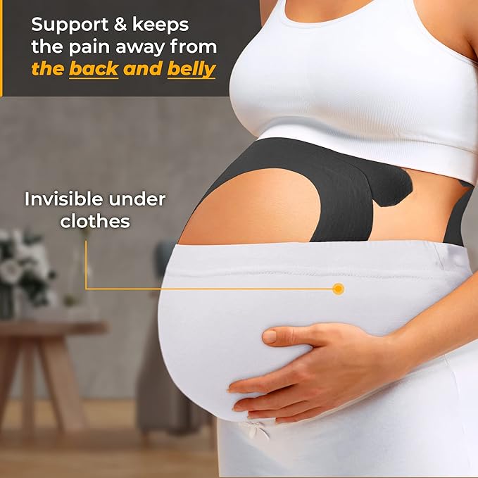 Kinesiology Tape-Incredible Support for Athletic Sports and Recovery + Free Taping Guide-Uncut 2 inch 32 feet Roll (Midnight Black + Free Taping Guide, Pack of 1)