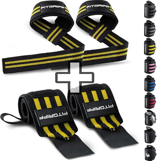 Fitgriff® Lifting Straps & Wrist Wraps (Bundle) Superior Support for Weightlifting & Gym Workouts - for Men and Women