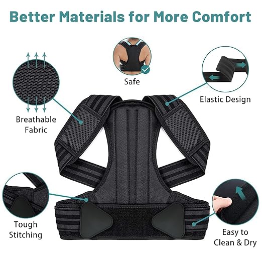 Ergonomic Posture Corrector for Men and Women, Adjustable Back Brace for Spine Alignment, Neck, Shoulder, and Clavicle Support, Improves Posture and Relieves Pain