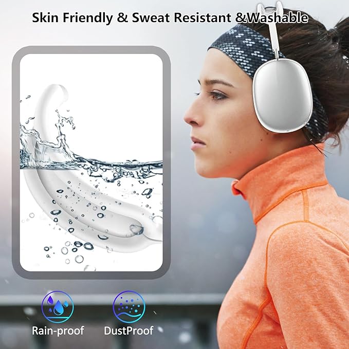 for AirPods Max Case Headband Case Cover,Headband Cover Protector,Soft Silicon No-Yellow Sweatproof Washable Cushion/Top Pad Protector Sleeve Cover for Airpods Max Accessories-Clear White