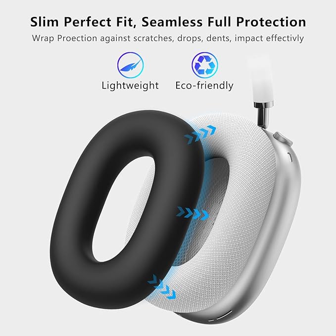 for AirPods Max Case Earpads Case Cover,EarCups Cover Protector,Soft Silicon Ear pad Cover for Airpods Max Accessories,Anti-Scratch No-Yellow Sweatproof Washable AirPod Max Case Cover-Black