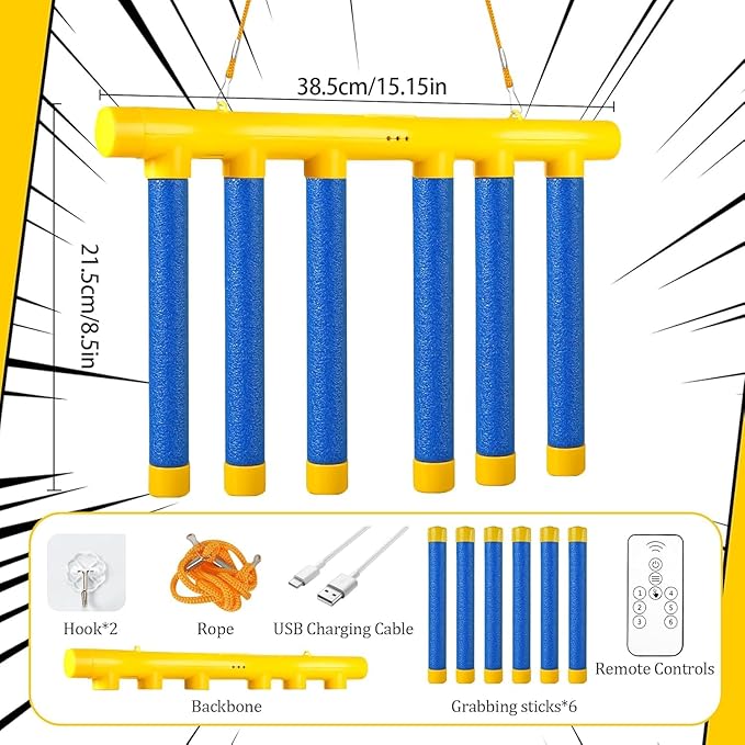 Reflex Challenge Game, Drop Sticks Game, Hand Eye Coordination Training, Reaction Training Toy, Catching Sticks Game, Game Stick Reflex Training, 3 Adjustable Speed, Upgrade Remote Control