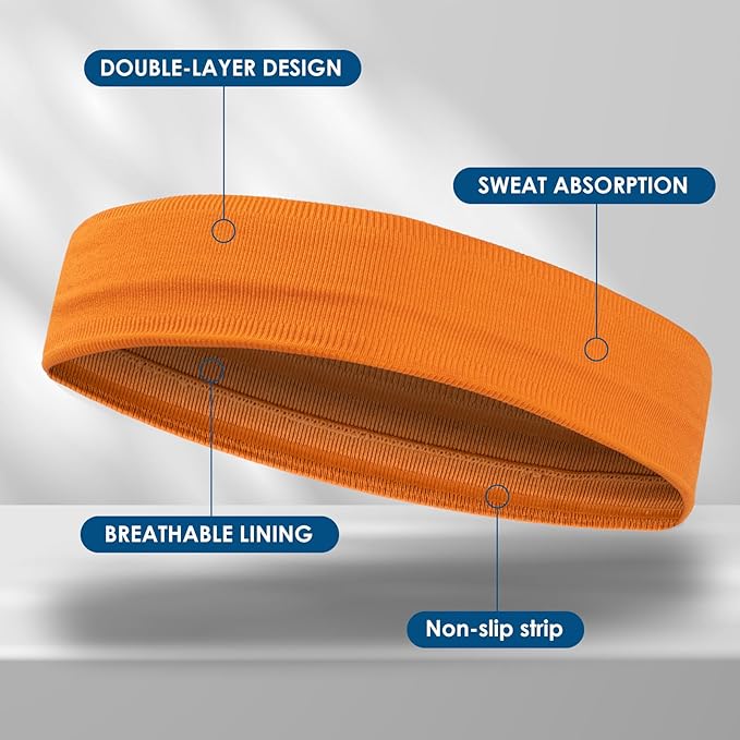 Sports Headbands for Women, 5 Pack Moisture Wicking Non Slip Sweatbands Fashionable Hairbands for Workout Yoga Running Gym