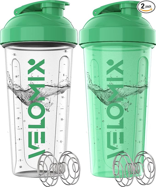 '-2 Pack- 28 oz Protein Shaker Bottles for Protein Mixes - 2x Wire Whisk | Leak Proof Shaker Cups for Protein Shakes | Protein Shaker Bottle | Shakers for Protein mix-Turquoise&Transparent