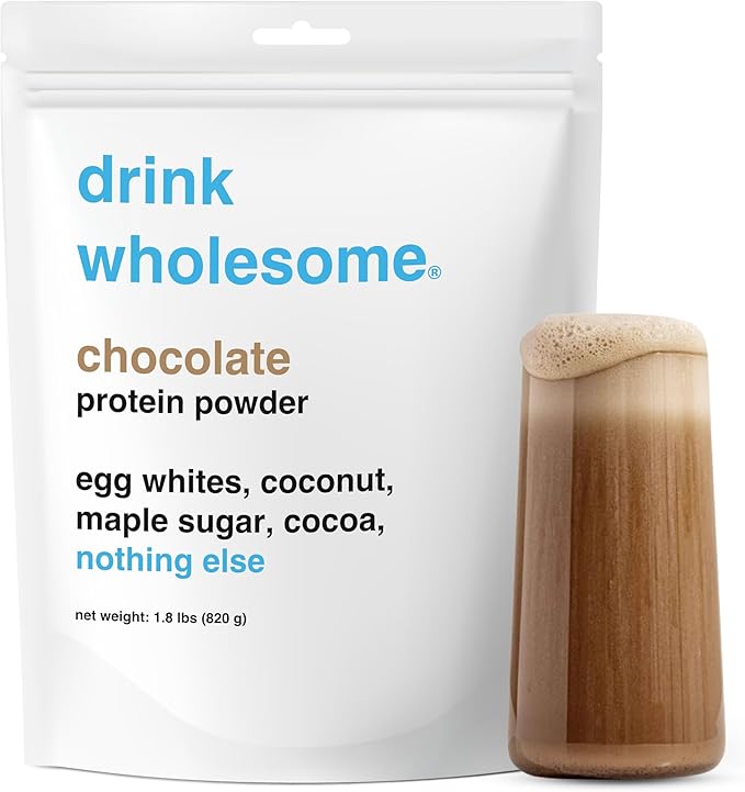 drink wholesome Chocolate Maple Egg White Protein Powder | for Sensitive Stomachs | Gut Friendly | Additive & Dairy Free | No Artificial Sweeteners | No Bloating or Gas | No Constipation or Diarrhea