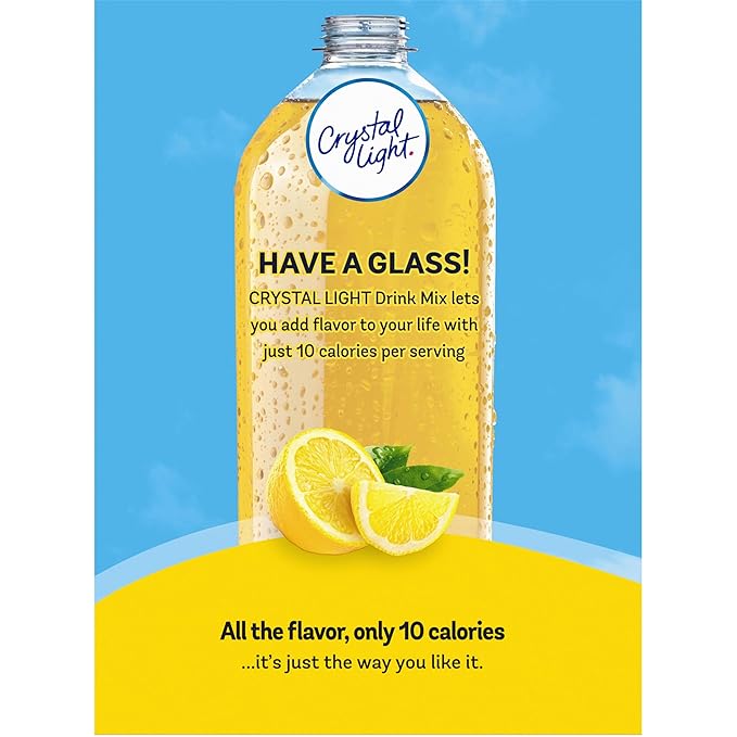 Crystal Light Lemonade Naturally Flavored with other natural flavor Powdered Drink Mix, 120 ct Pack, 4 Boxes of 30 On-the-Go-Packets