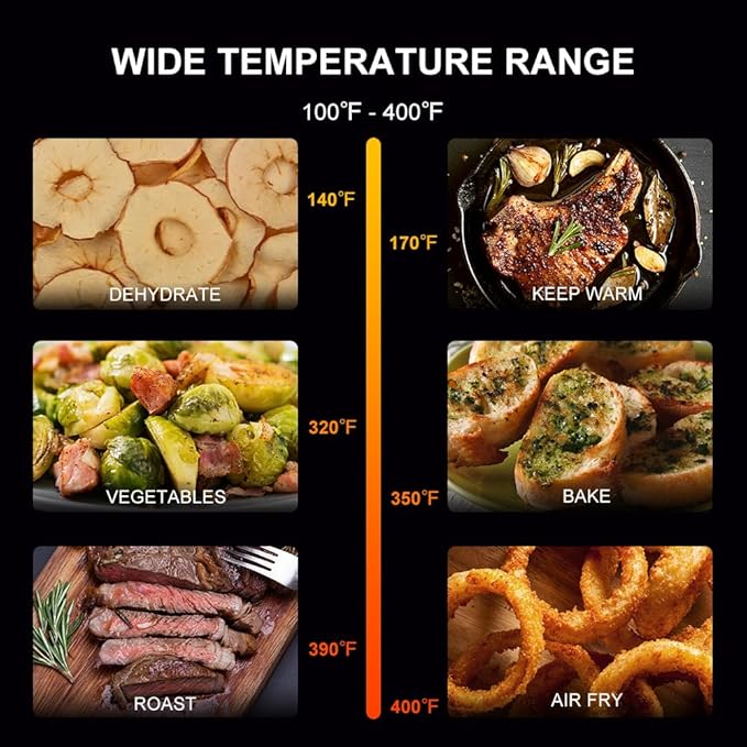 Air Fryer 6.8 Quarts, 10-in-1 Functions, Air Fry, Roast, Bake, Broil, Dehydrate, Large & Compact Air Fryers, Nonstick & Dishwasher-Safe Airfryer Basket, Stainless Steel Air Fryer, Easy to Use