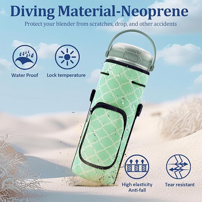 Storage Sleeve Bag for Ninja Blast Portable Blender with Shoulder Strap and Accessory Pocket Compatible with Ninja BC151NV/BC51NV/BC151BK/BC151CR/BC151EM/BC151PR/BC151WH Blast Portable Blender (Green)