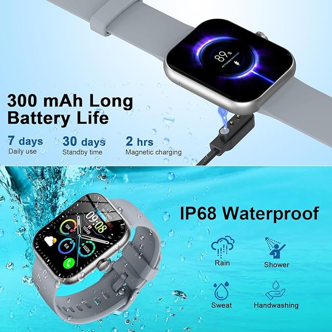 Smart Watch (Answer/Make Call), 2025 New Smartwatch for Men/Women, 1.96" Fitness Watch with 112 Sport Mode/Pedometer/Calories/Sleep/Heart Rate Monitor, IP68 Waterproof Fitness Tracker for Android iOS