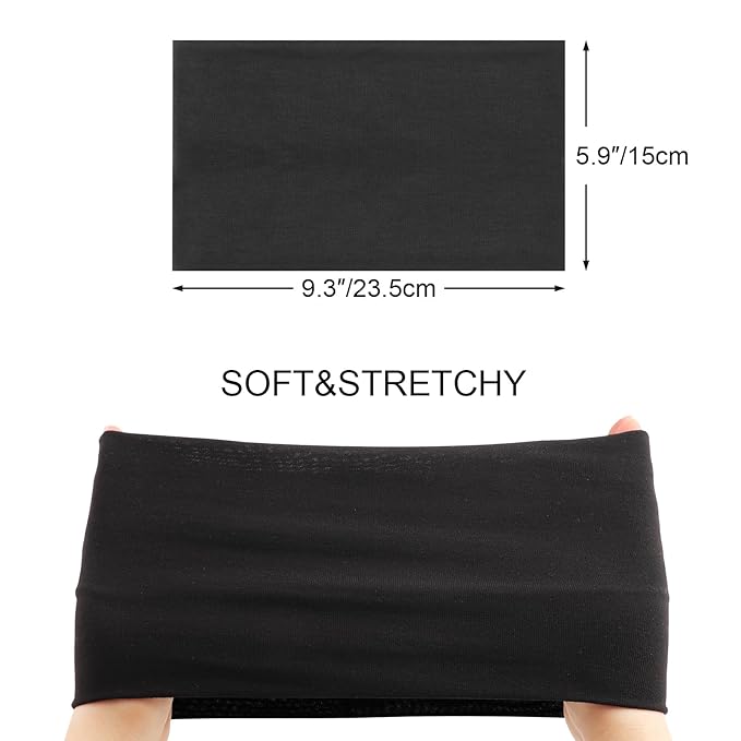 DRESHOW Wide Headbands for Women Elastic Turban Hair Bands Boho Head Bands for Women's Hair Non-Slip Yoga Workout Hairband Girls Accessories 4 Pack