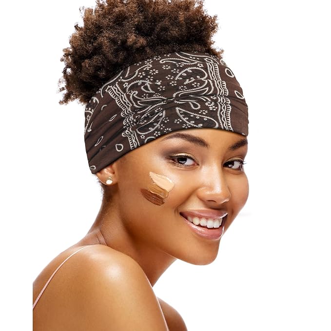 S&N Remille Wide Headbands for Women, Large Hairband, Elastic Non-Slip Headband Twist Knotted Accessories, Yoga Workout Vintage Hair 3 Pack (Colour-10)