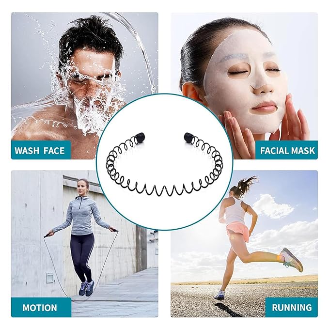 Mens Metal Headband, Unisex Black Hair Bands, Stylish Design Metal Thin Headbands for Men, Adjustable for Outdoor Sports And Daily Wear. (3 Pcs)