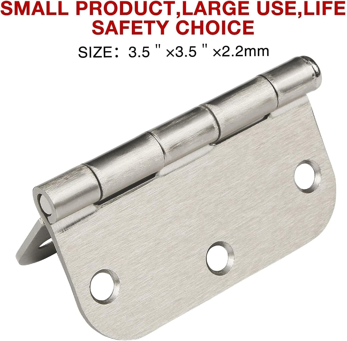 6 Pack Rounded Brushed Nickel Door Hinges 3.5 x 3-1/2" Inch, 5/8" Radius Interior Hardware 3 ½"Cottage Flat Bungalow Mobile Home Skyscraper Indoor Hinge for Doors Use Renovate Bedroom Kitchen