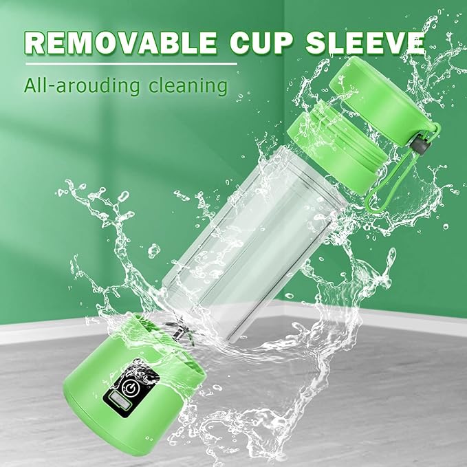 Cordless Portable Personal Size Blender - Make Smoothies and Shakes, Powerful Blending Easy-to-Clean Mini Blender, Great for Kitchen, Home, Party, Travel, Outdoor, Green