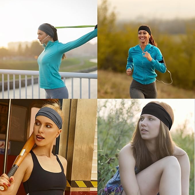 DRESHOW Yoga Sports Headbands for Women Elastic Non-Slip Headbands Workout Running Hair Bands 6 Pack