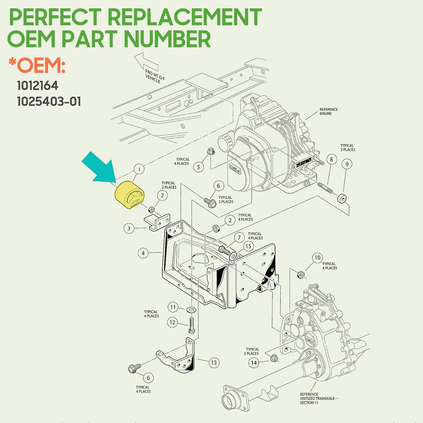 10L0L Motor Mount Vibration Dampener Engine Snubber for Club Car DS and Precedent,Replace OEM 1012164 1025403-01