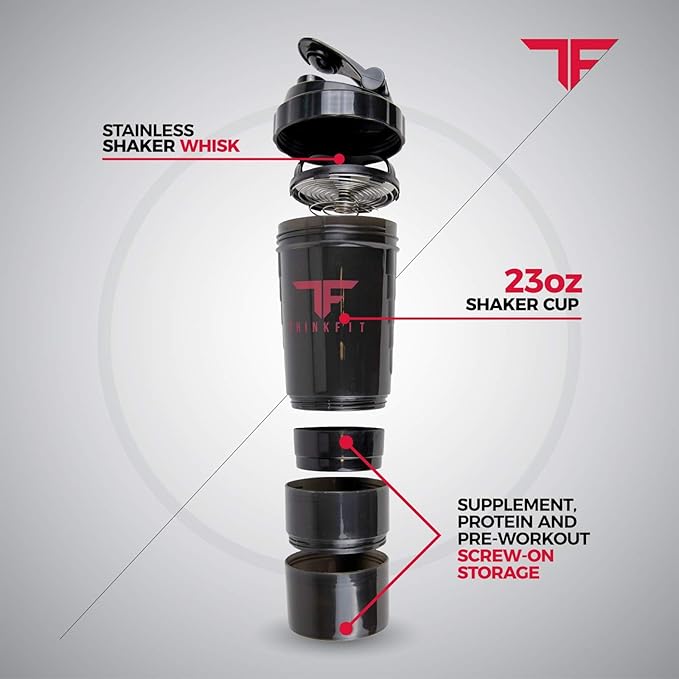 ThinkFit Red Reusable Lunch Bag with 6 Portion Control Containers, 2 XL Ice Packs, Pill Box, and Shoulder Strap - Microwavable and Freezer Safe